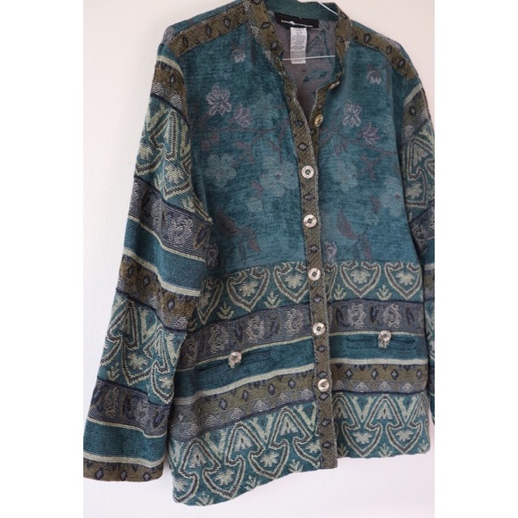 SOLD xx Vintage Sag Harbor Tapestry Button Up Coat - Picture 2 of 8